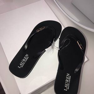 Ralph Lauren black flip flops sandals